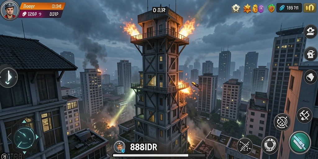 Tampilan gameplay seru di 888IDR dengan aksi menara pertahanan.