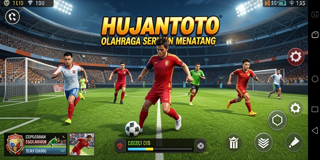 Tampilan gameplay HUJANTOTO dengan aksi olahraga yang mendebarkan.