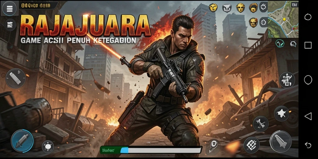 Tampilan gameplay seru dalam RAJAJUARA dengan aksi menegangkan.