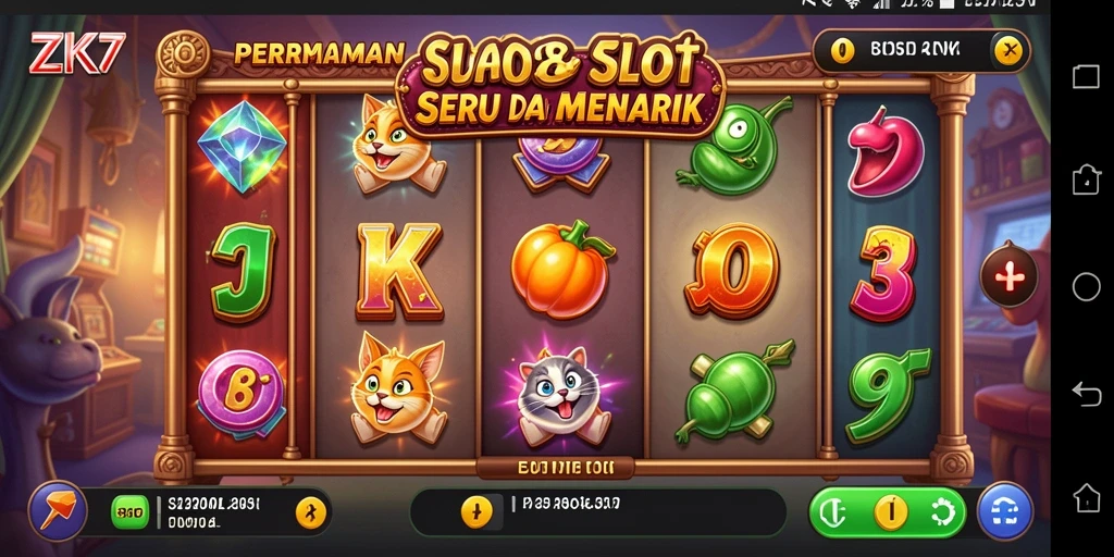 Screenshot gameplay ZK7 menampilkan putaran Slot yang mendebarkan.